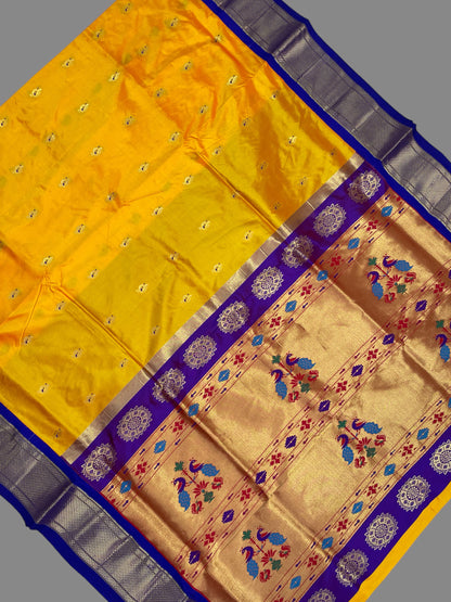 Kala Paithani Orange Pure Silk Saree
