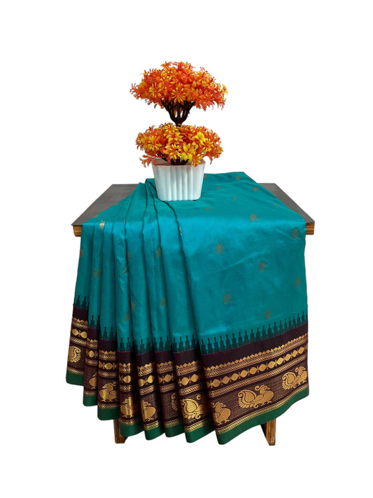 Mahalaxmi Border Blue Pure Silk Saree