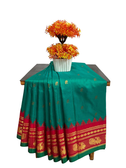 Mahalaxmi Border Emerald Green Pure Silk Saree