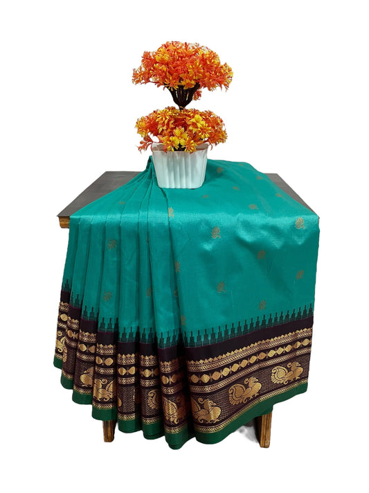 Mahalaxmi border Sky Blue Pure Silk Saree