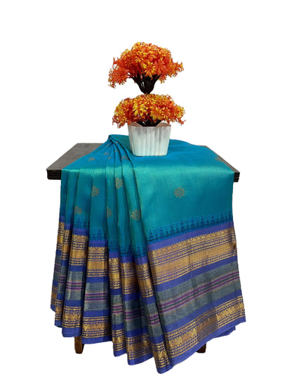 Stripes Border Sky Blue Pure Silk Sarees