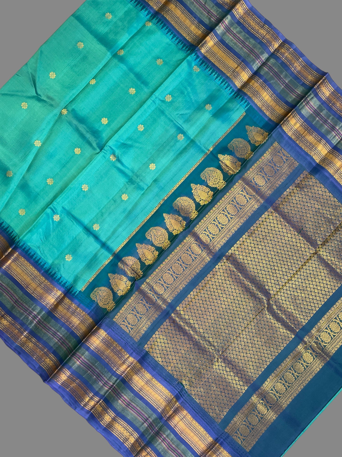 Stripes Border Sky Blue Pure Silk Sarees