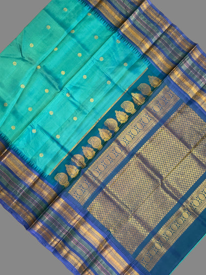 Stripes Border Sky Blue Pure Silk Sarees