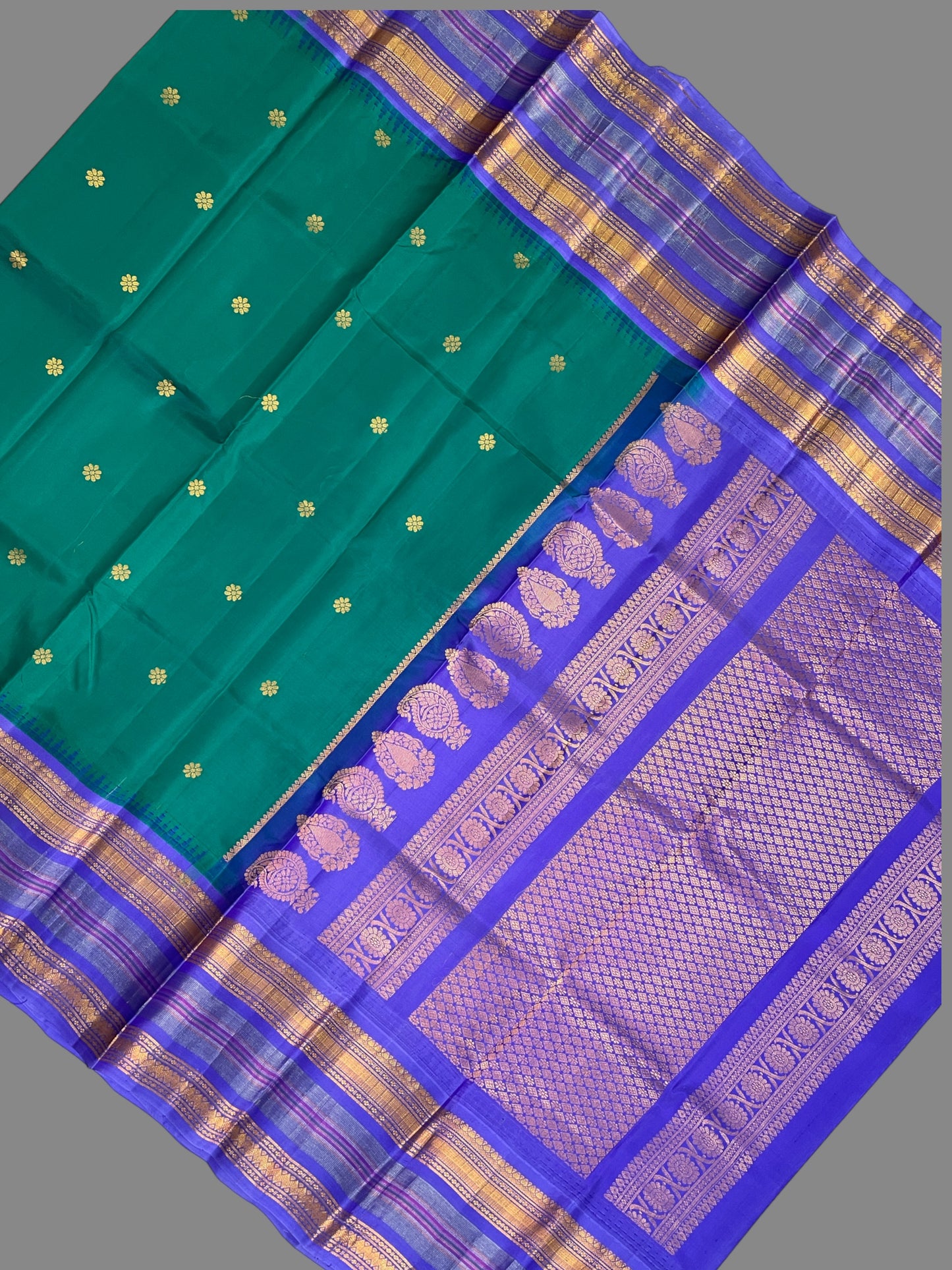 Stripes Border Turquoise Green Pure Silk Sarees