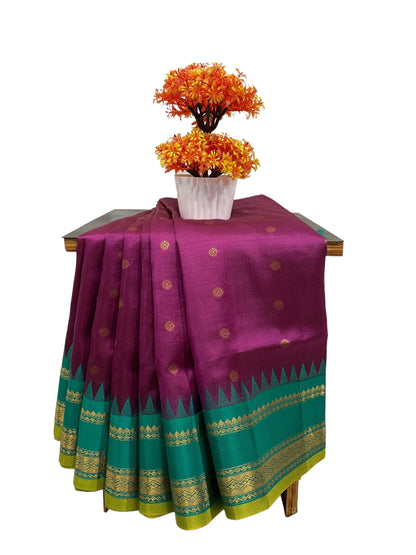 Narayanpet Gap Border Magenta Silk Saree