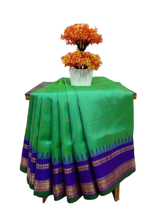 Narayanpet Gap Border Mint Green Silk Saree