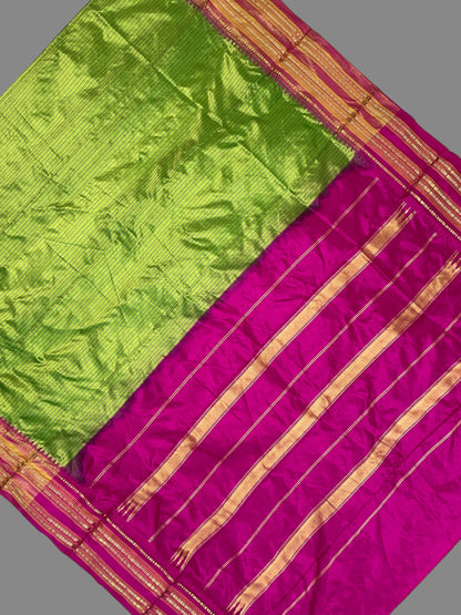 Narayanpet Checks Mehindi Green Pure silk saree