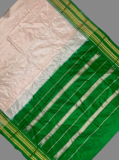 Narayanpet Checks Cream Pure Silk Sarees