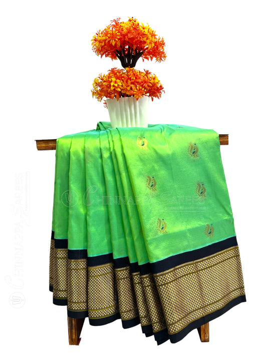 Kala Paithani Emerald Green Pure Silk Saree