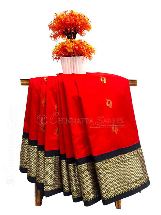 Kala Paithani Red Pure Silk Saree