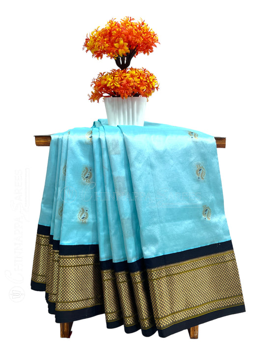 Kala Paithani Light Blue Pure Silk Saree