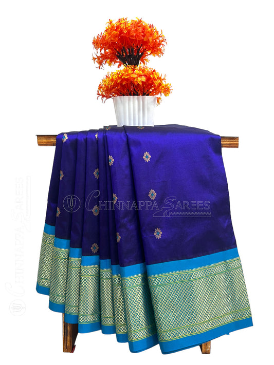 Paithani Pure Silk Royal Blue Pure Silk Saree