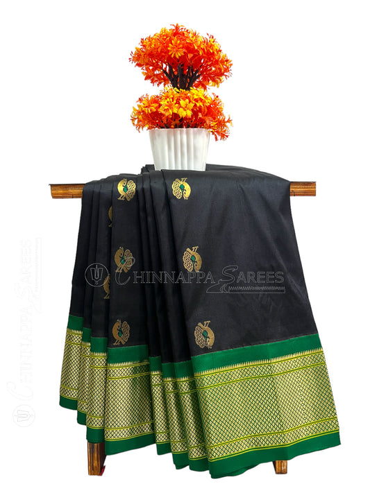 Kala Paithani Black Pure Silk Saree