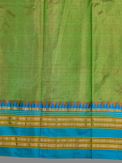 Narayanpet Plain Mehendi Green Pure Silk Saree