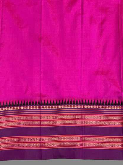 Narayanpet Plain Magenta Pink Pure Silk Saree