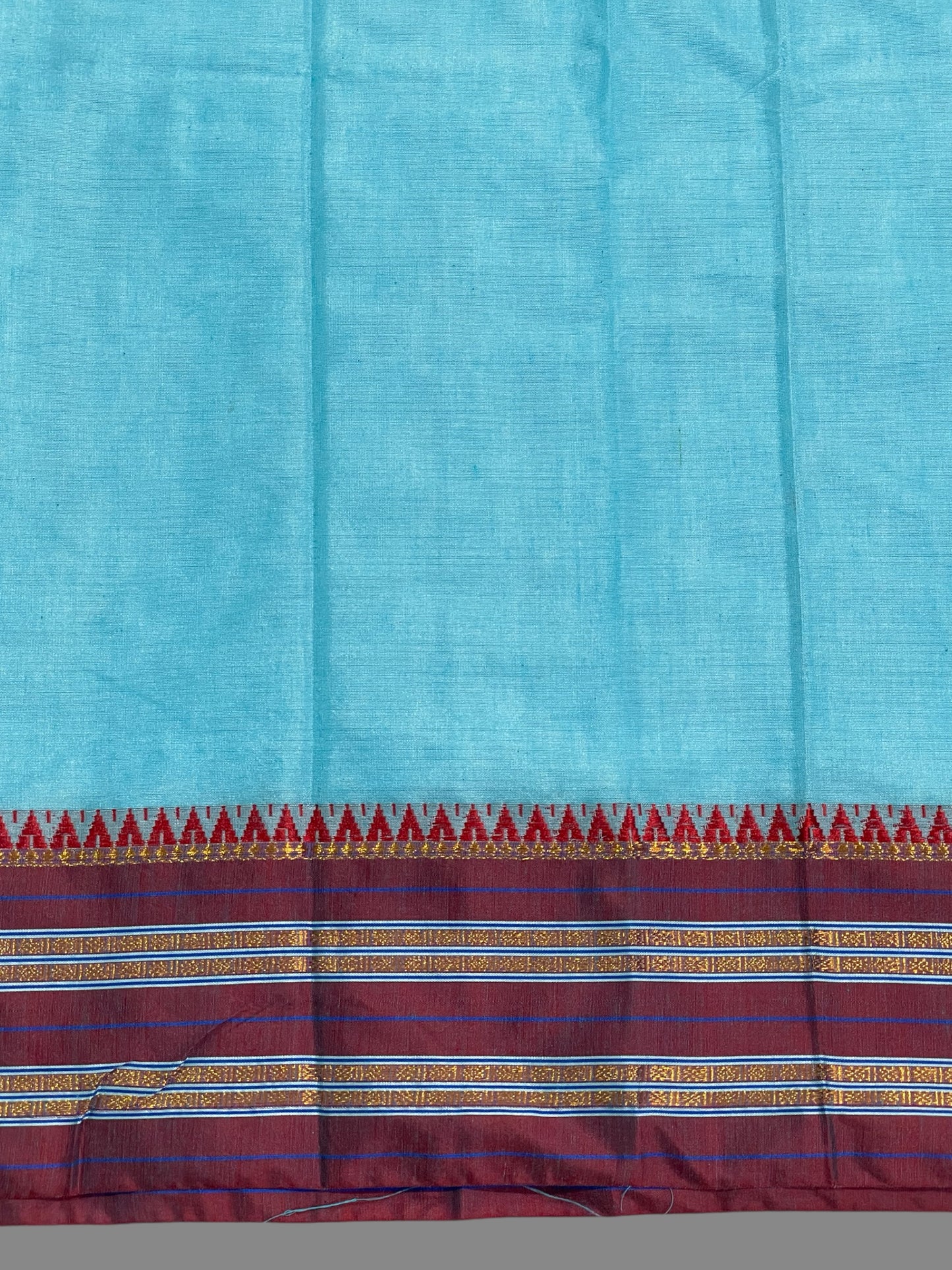 Narayanpet Border Light Blue Semi Cotton