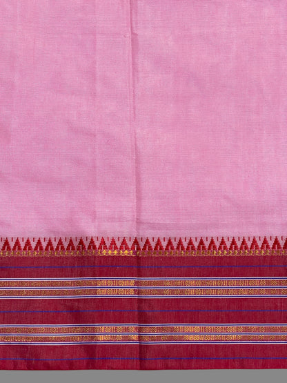 Narayanpet Border Light Pink Semi Cotton