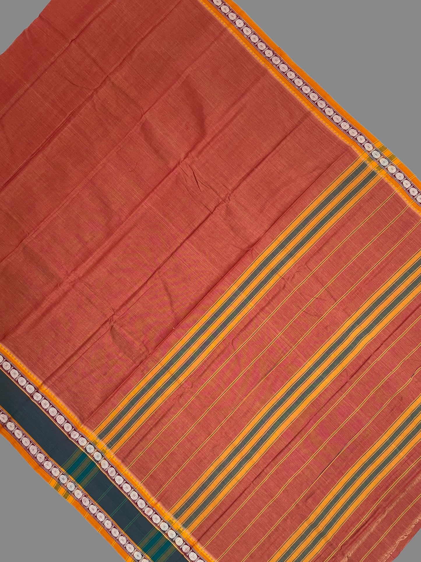 Narayanpet Orange Pink Cotton Sarees CS136