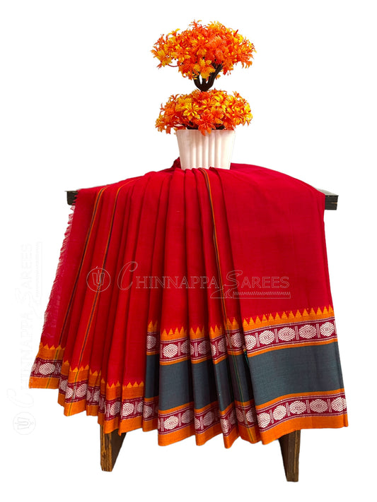 Narayanpet Red Cotton Sarees CS133