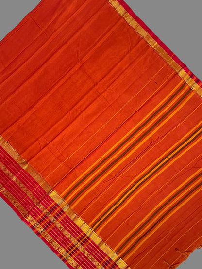 Narayanpet Dark Orange Cotton Saree  CS174
