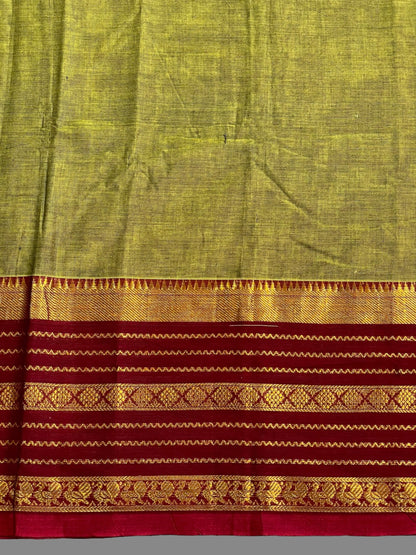 Narayanpet Mehendi Green Cotton Saree  CS171