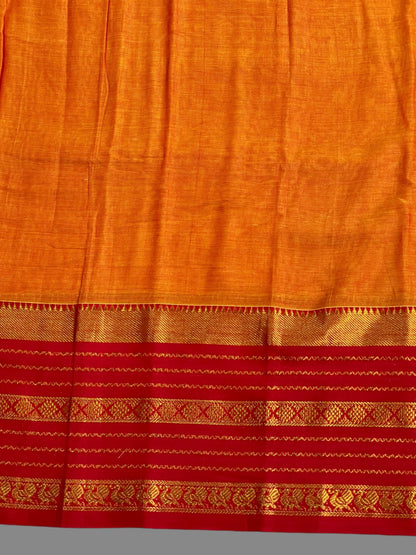 Narayanpet Light Orange Cotton Saree CS177