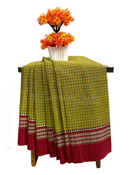 Narayanpet Mehndi Green Cotton Saree CS186