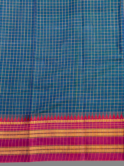 Narayanpet Ananda Blue Cotton Saree CS198