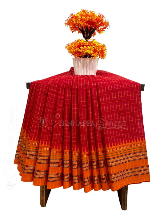 Narayanpet Red Cotton Saree CS199