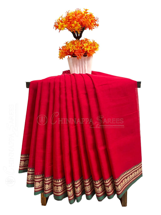 Narayanpet Red Cotton Saree CS211