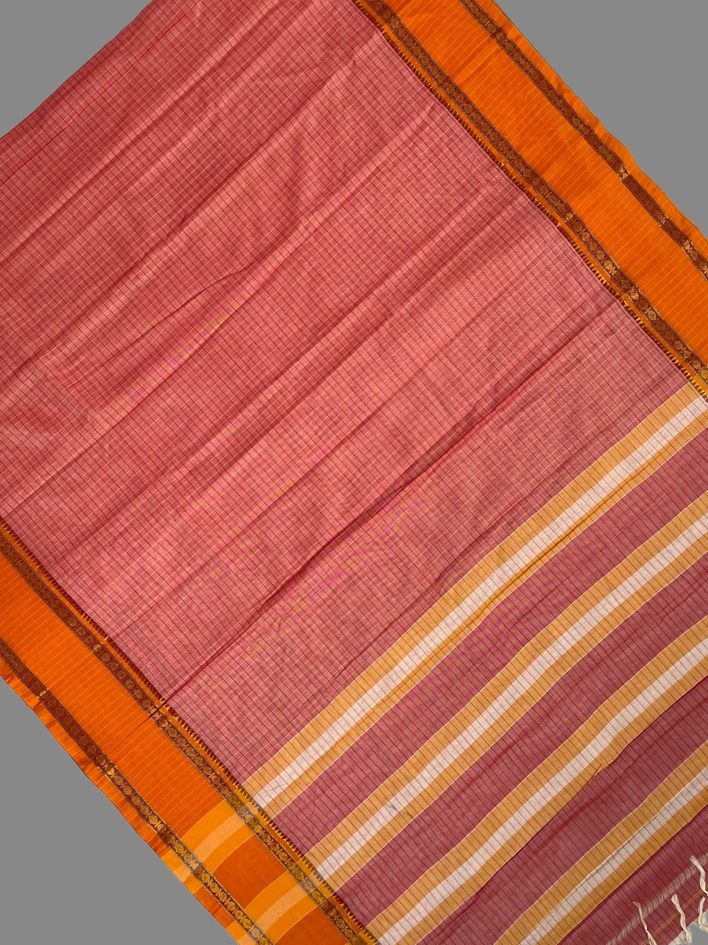 Narayanpet Peach Pink Cotton Saree CS216