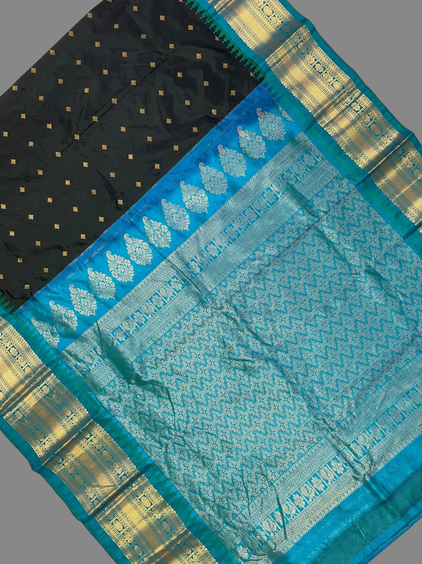 Kanchi Big Border Black Pure Silk Saree