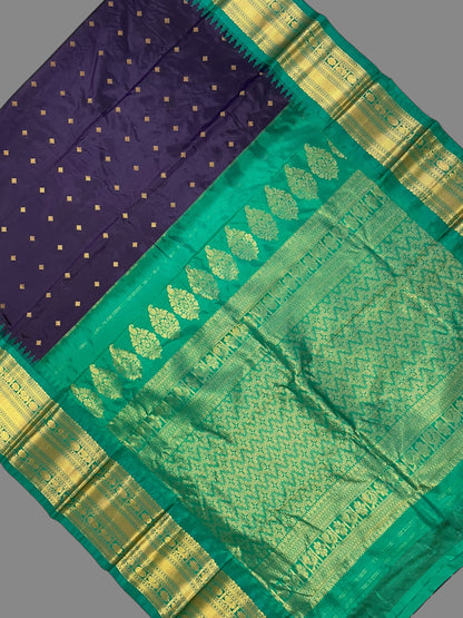 Kanchi Big Border Dark Purple Pure Silk Saree