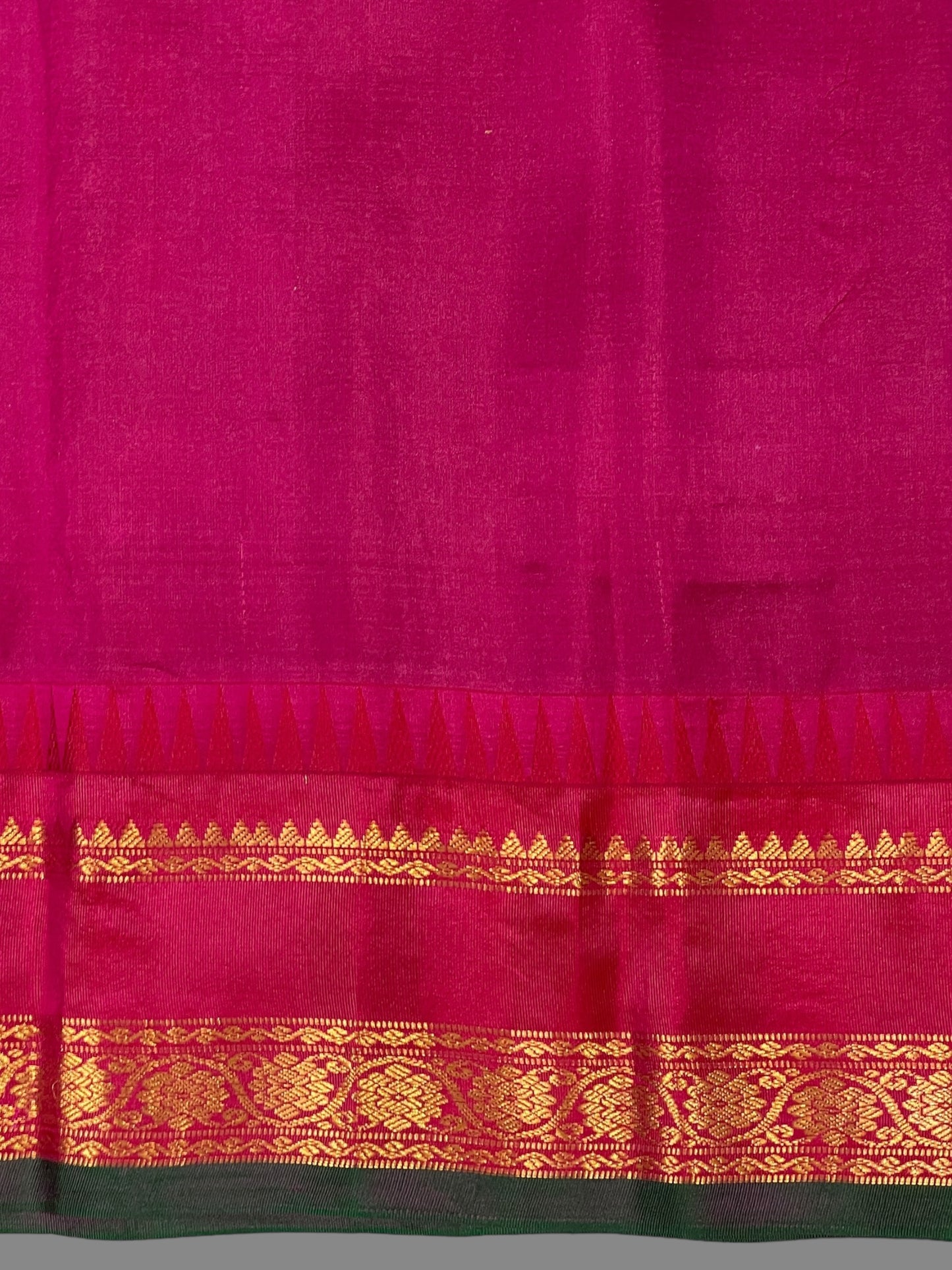 Gap Border Checks Dark Green Pure Silk Saree