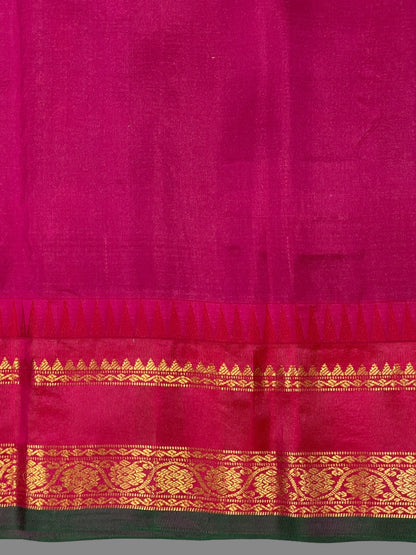 Gap Border Checks Dark Green Pure Silk Saree