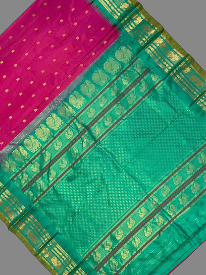 Mahalaxmi Border Magenta Pure Silk Saree