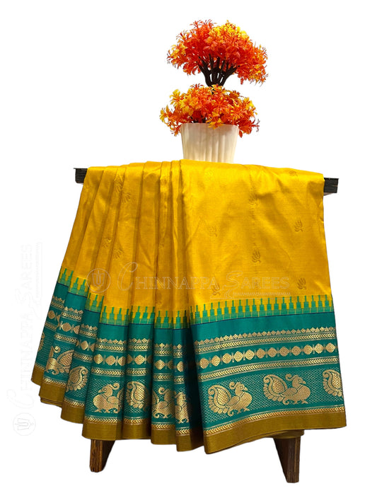 Mahalaxmi Border Canary Pure Silk Saree