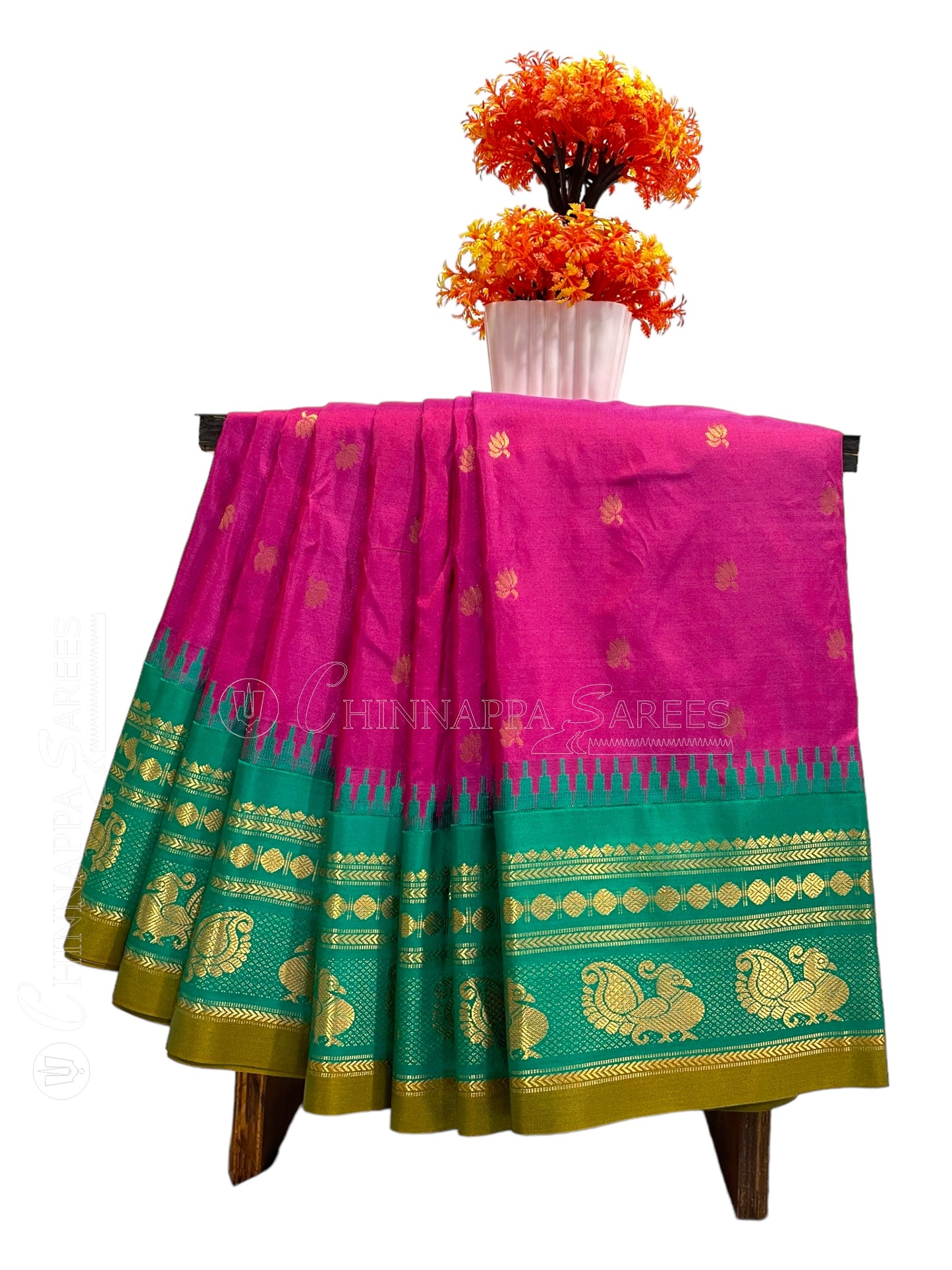 Mahalaxmi Border Magenta Pure Silk Saree