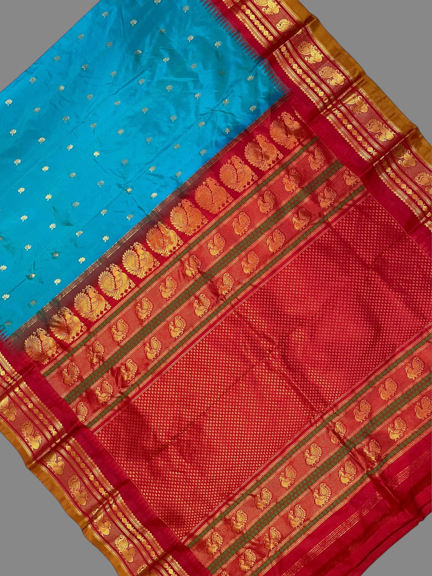 Mahalaxmi Border Sky Blue Pure Silk Saree