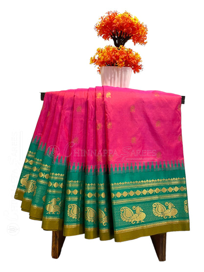 Mahalaxmi Border Dark Hot Pink Pure Silk Saree