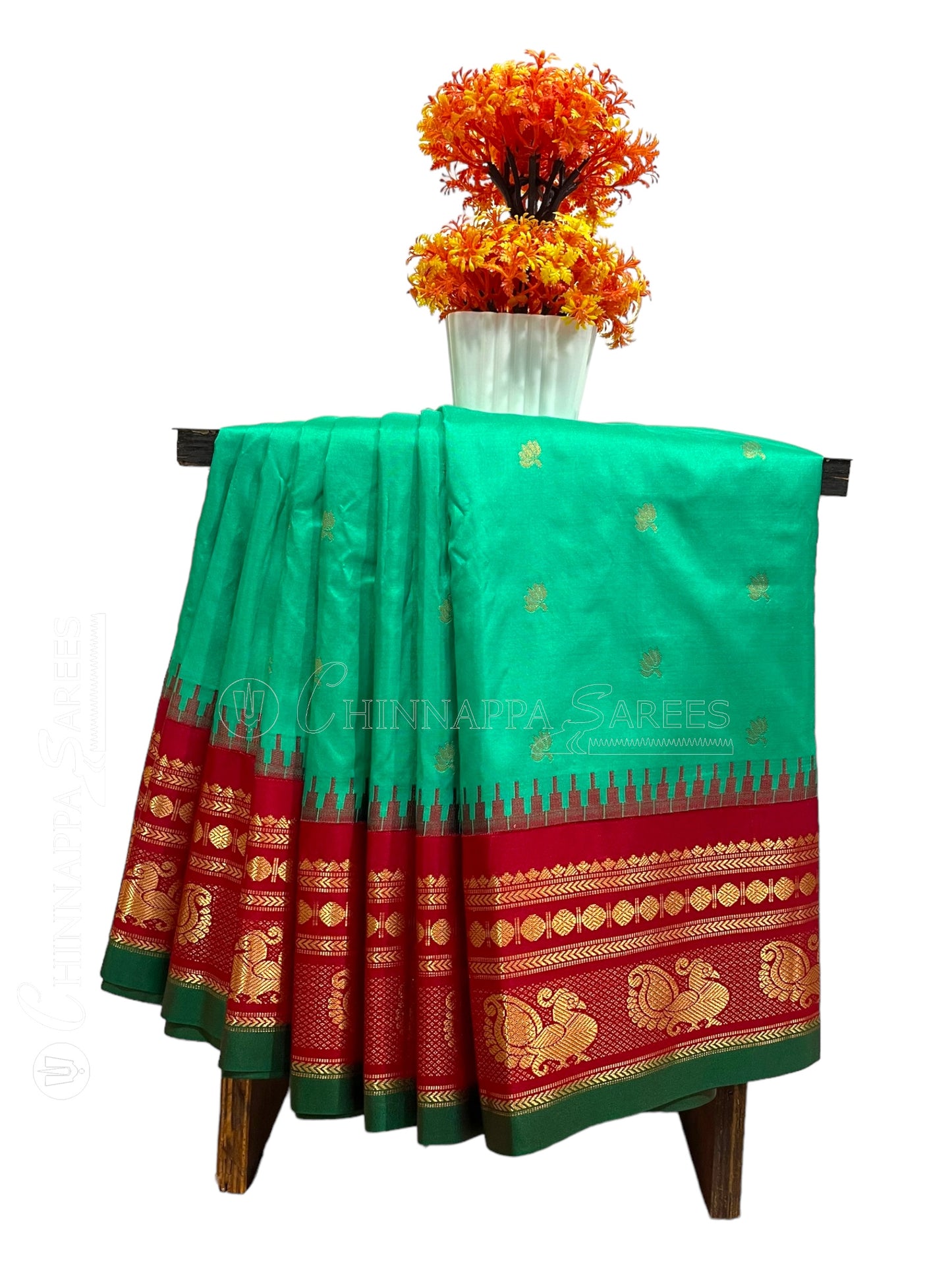 Mahalaxmi Border Green Pure silk saree