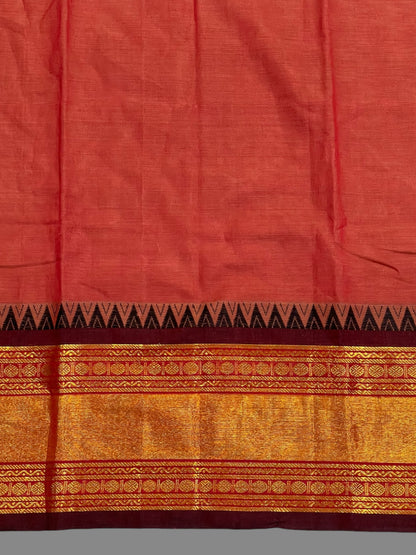 Narayanpet Peach Cotton Saree CS215