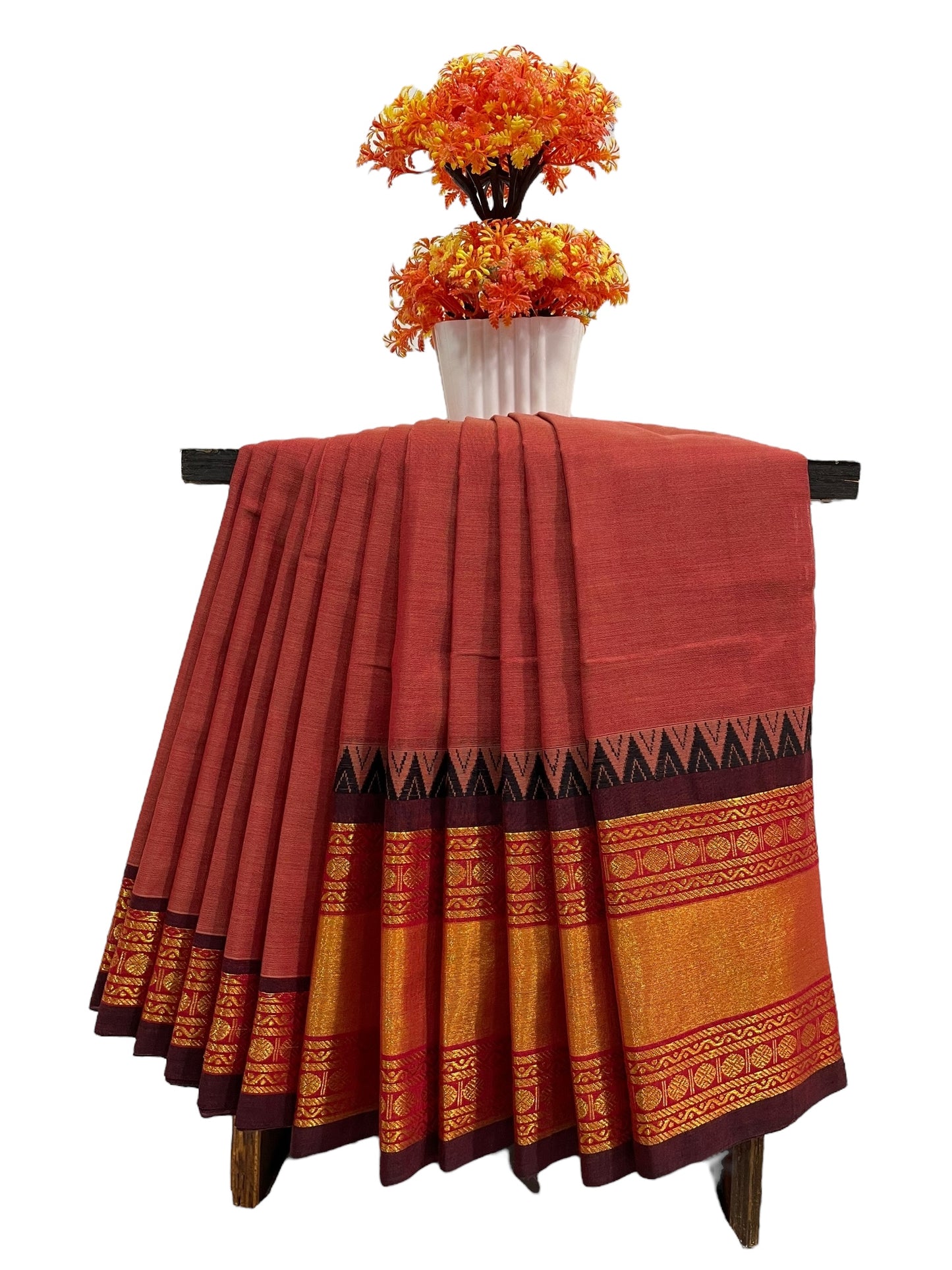 Narayanpet Peach Cotton Saree CS215