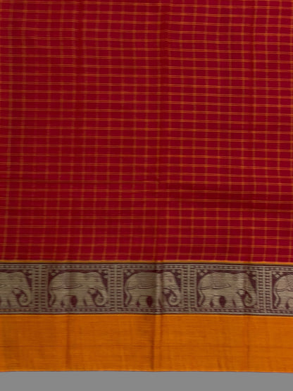 Narayanpet Red Cotton Saree CS223