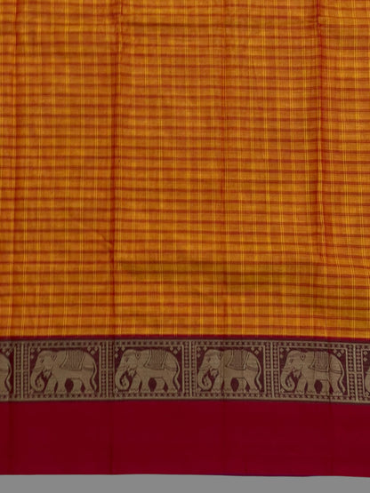 Narayanpet Yellowish Orange Cotton Saree CS229