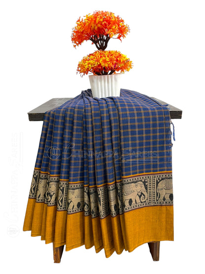 Narayanpet Dark Blue Cotton Saree CS228