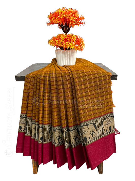 Narayanpet Rust Cotton Saree CS231