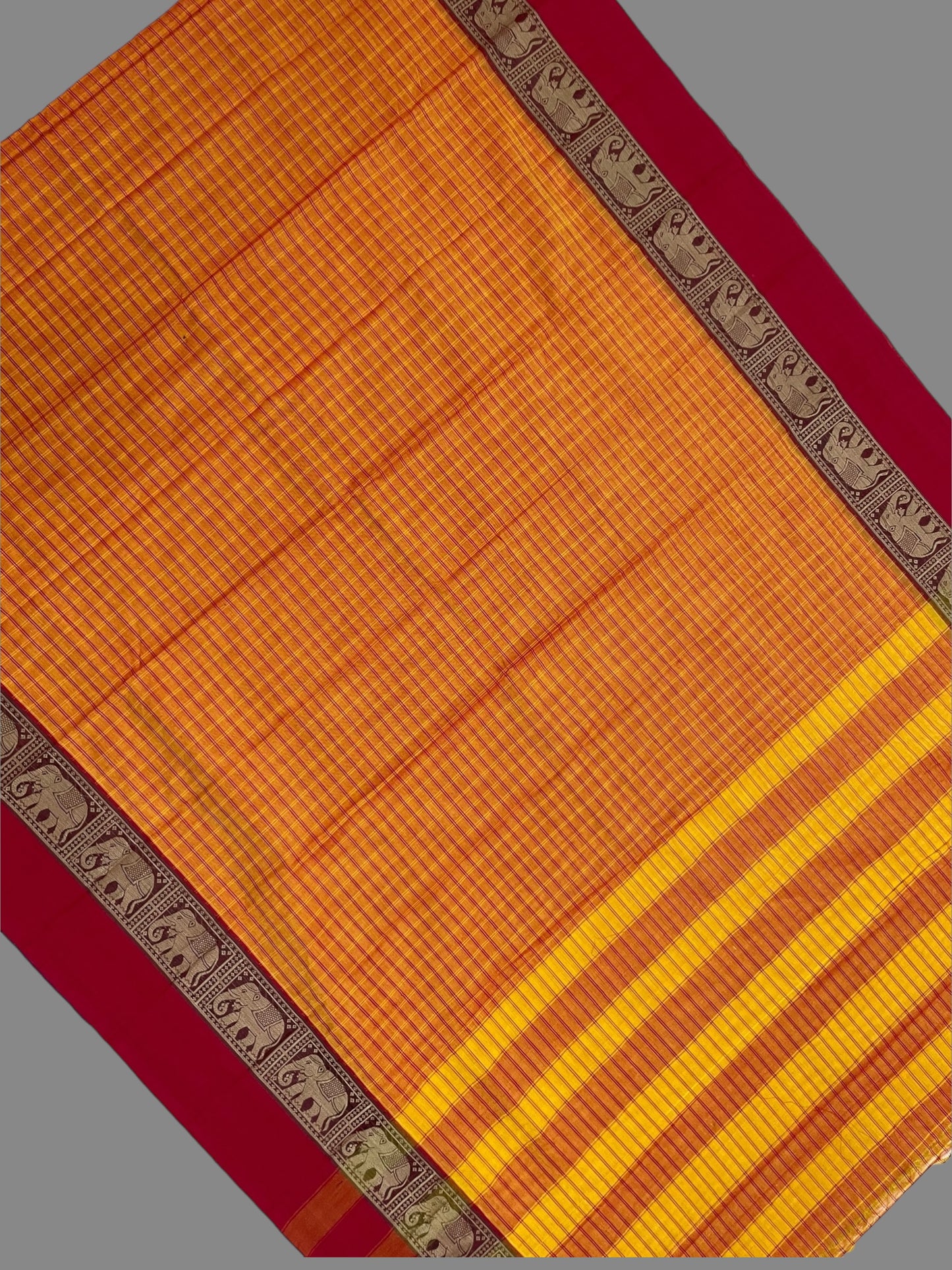 Narayanpet Yellowish Orange Cotton Saree CS229