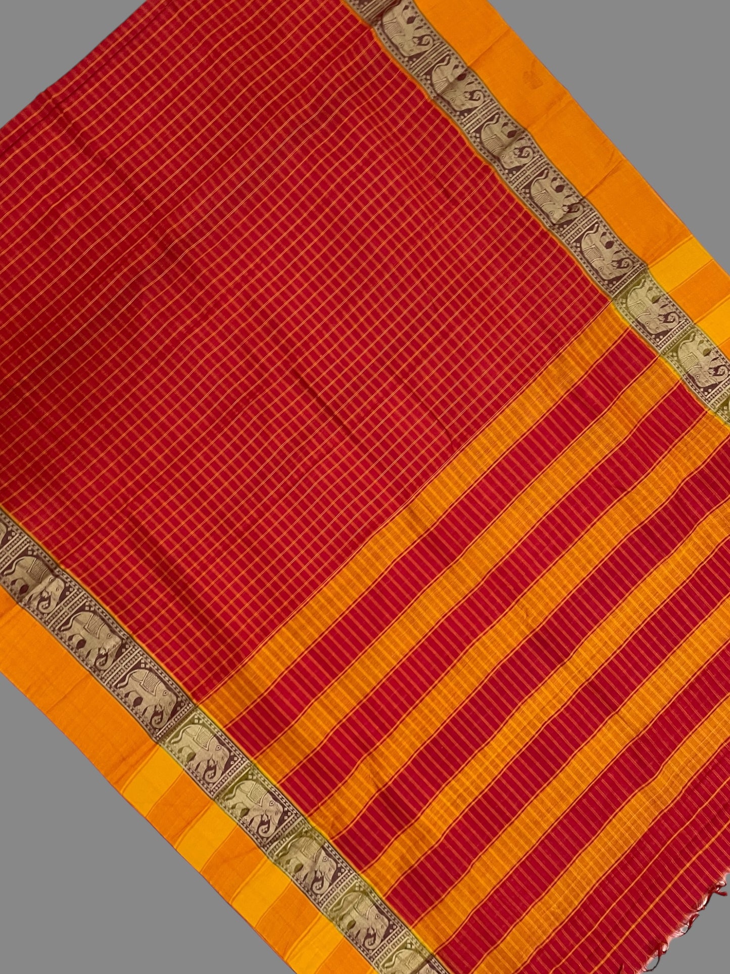 Narayanpet Red Cotton Saree CS223