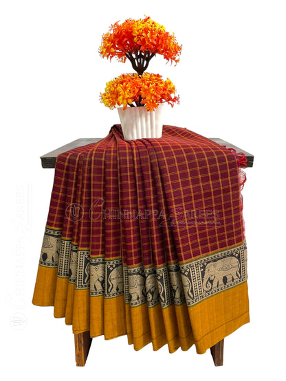 Narayanpet Maroon Cotton Saree CS225